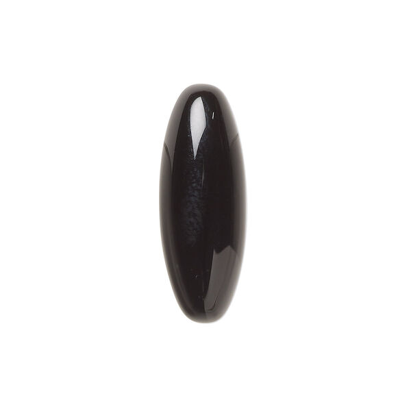 Cabochon, black onyx (dyed), 22x8mm calibrated oval, B grade, Mohs hardness 6-1/2 to 7. Sold per pkg of 2. image number 0