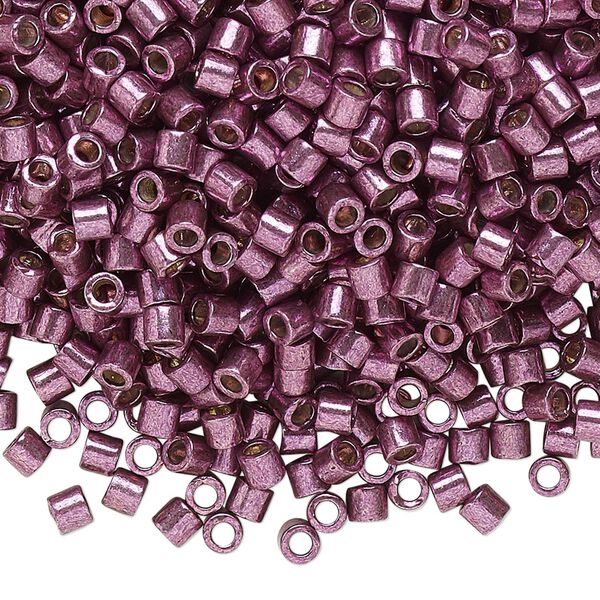 Seed bead, Delica®, glass, pkg/250g, #8 round, Duracoat® opaque galvanized eggplant (DBL-1850). image number 0