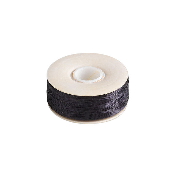 Thread, Nymo®, nylon, black, size OO. Sold per 110-yard bobbin. image number 0