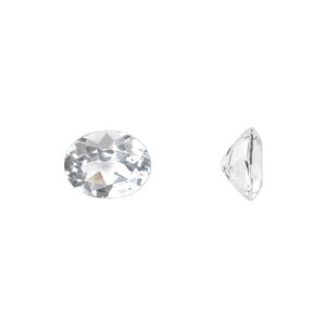 White topaz 1pkg1, hand-cut faceted oval gem natural 10x8mm