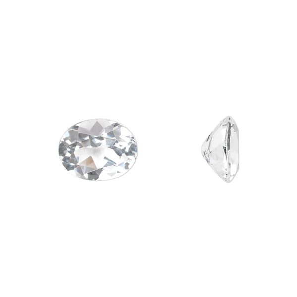 White topaz 1pkg1, hand-cut faceted oval gem natural 10x8mm image number 0