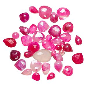 Chalcedony 1pkg1, hand-cut top-drilled faceted teardrop bead 1 oz mix 6x4mm-25x18mm