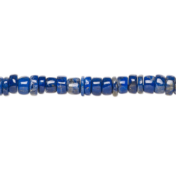 Bead, lapis lazuli (natural), 4x1mm-5x3mm hand-cut heishi with 0.4-1.4mm hole, B grade, Mohs hardness 5 to 6. Sold per 15-1/2" to 16" strand. image number 0