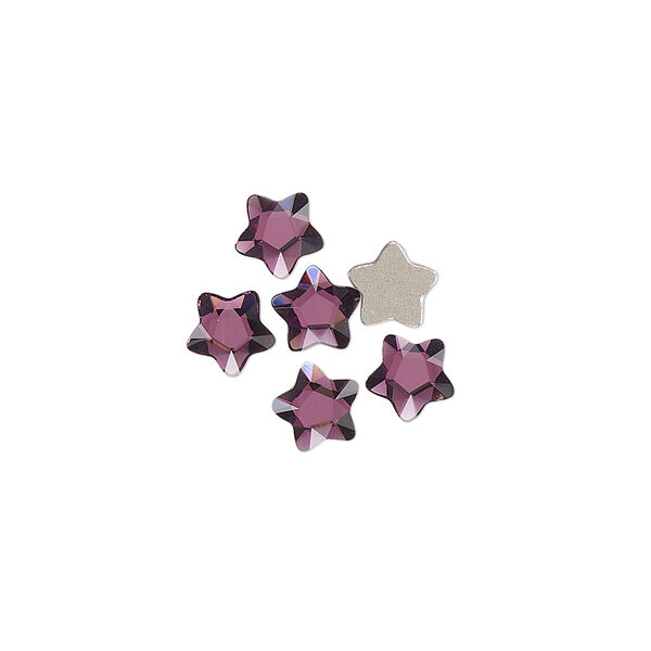Flat back 6pk amethyst foil back, Crystal Passions® 6mm star flower 3754 image number 0