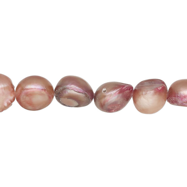 Freshwater 1pkg1, flat-sided potato pearl, 15.5-16 inch pomegranate and strawberry 9-12mm cultured image number 0