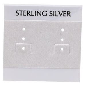 Earring card, flocked plastic, grey and black, 2x2-inch square with "STERLING SILVER." Sold per pkg of 100.