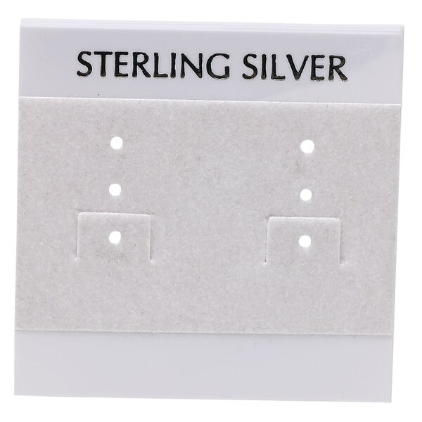 Earring card, flocked plastic, grey and black, 2x2-inch square with "STERLING SILVER." Sold per pkg of 100. image number 0