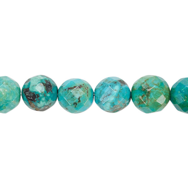 Bead, turquoise (dyed / stabilized), 8mm faceted round, C grade, Mohs hardness 5 to 6. Sold per 15-1/2" to 16" strand. image number 0