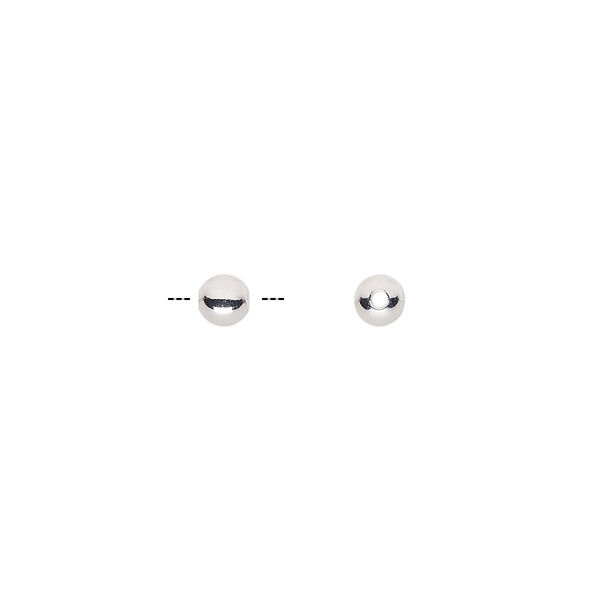 Bead, ultra silver-plated brass, 4mm round. Sold per pkg of 100. image number 0