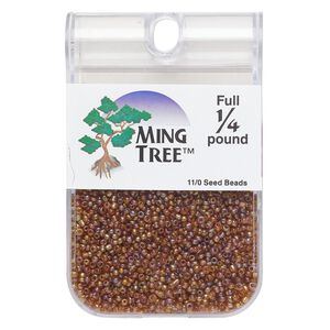 Seed bead, Ming Tree&trade;, glass, pkg/1/4 pound, #11 round, opaque rainbow light gold purple.
