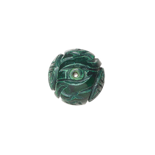 Malachite 1pkg1, hand-cut carved round bead natural 16mm image number 1