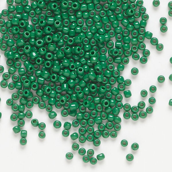 Seed bead, Dyna-Mites&trade;, glass, 1pkg1/2kg, #11 round, opaque pine green (774 11/0 RR) image number 0