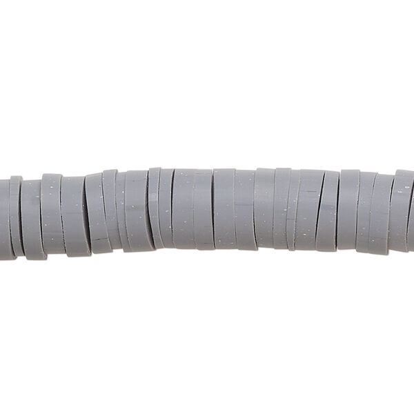 Bead, polymer clay, opaque light grey, 8x2mm heishi. Sold per pkg of (2) 15-1/2" to 16" strands. image number 0