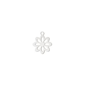 Charm, Lazer Lace™, stainless steel, 10mm double-sided open flower. Sold per pkg of 4.