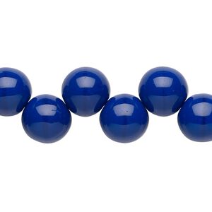 Bead, Preciosa, Czech pressed glass druk, opaque dark blue, 10mm top-drilled round. Sold per pkg of 10.