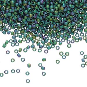 Seed bead, TOHO BEADS®, glass, pkg/250g, #11 round, opaque matte iris teal (TR-11-706).