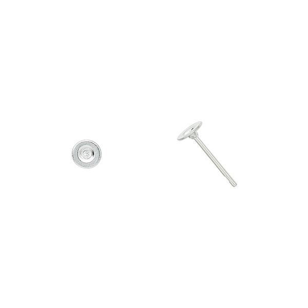 Earstud 1pkg100 silver-plated, 4mm flat pad, brass / steel 50 pair image number 0