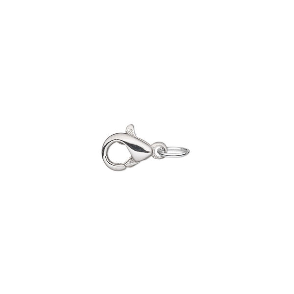 Clasp, lobster claw, stainless steel, 11x6mm with 5mm closed jump ring. Sold per pkg of 2. image number 0