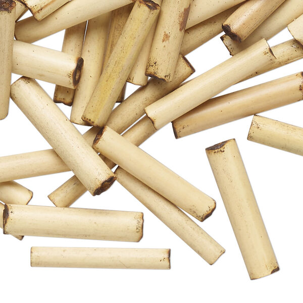 Bead, bamboo, brown and black, 19x3mm-21x5mm tube. Sold per pkg of 100. image number 0