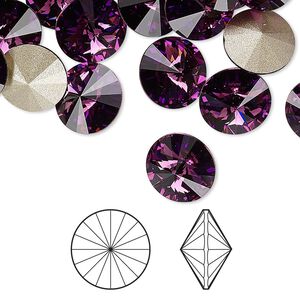 Chaton 48pk amethyst foil back, Crystal Passions® 10.54-10.91mm rivoli SS47 1122