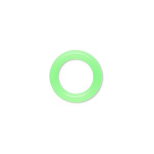 Component, Oh! Ring™, silicone, neon green, 15mm round with 10mm hole. Sold per pkg of 100.