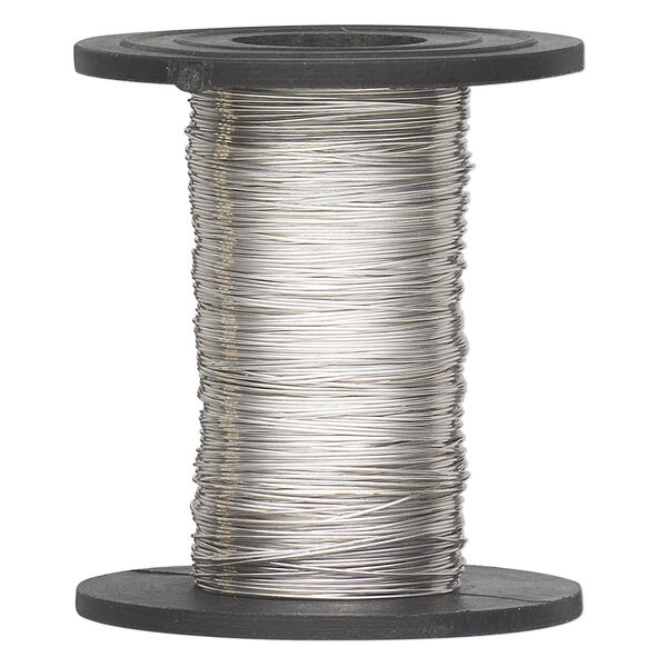 Wire, sterling silver-filled, dead-soft, round, 30 gauge. Sold per 1-ounce spool, approximately 160 feet. image number 0