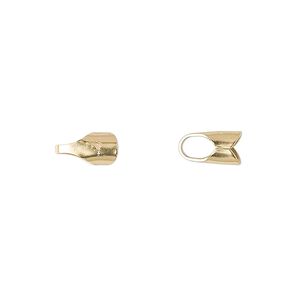 Cord end, fold-over, 14Kt gold-filled, 9x5mm round, 4mm inside diameter. Sold per pkg of 10.