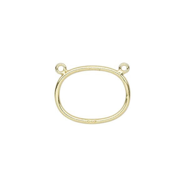 Connector, gold-plated sterling silver, 18x14mm open oval with 2 loops. Sold individually. image number 0