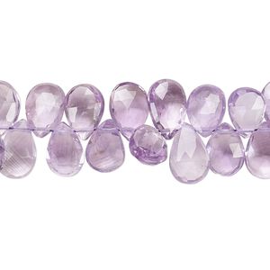 Lavender amethyst 1pkg1, hand-cut top-drilled faceted puffed teardrop bead natural 8 inch 8x6mm-11x7mm