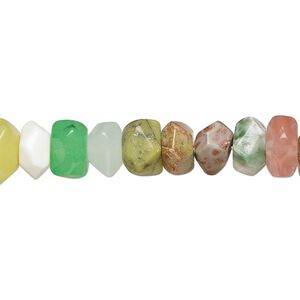 Multi-gemstone / glass 1pkg1, freeform faceted rondelle bead 15 inch 8x5mm-10x6mm