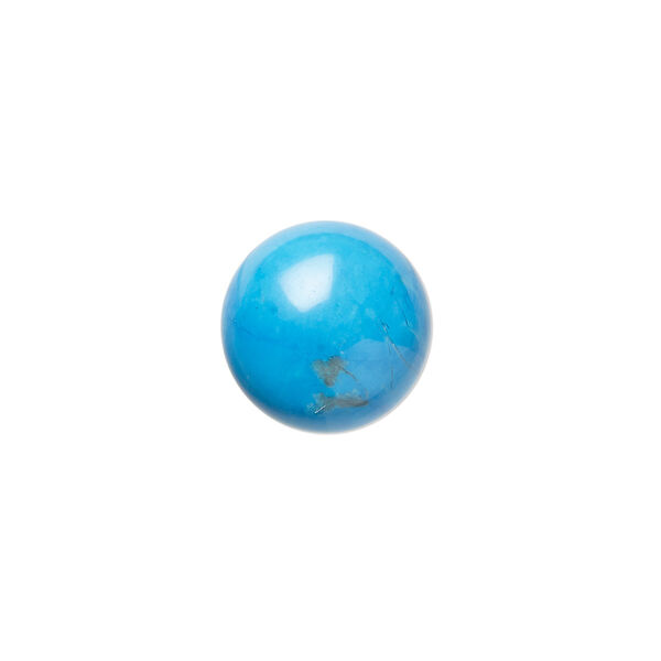 Cabochon, howlite (dyed), turquoise blue, 12mm calibrated round, B grade, Mohs hardness 3 to 3-1/2. Sold per pkg of 6. image number 0