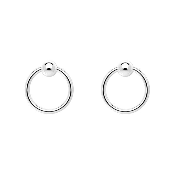 Jump ring, sterling silver, 12mm round with 4mm ball, 9.7mm inside diameter, 17 gauge. Sold per pkg of 2. image number 0