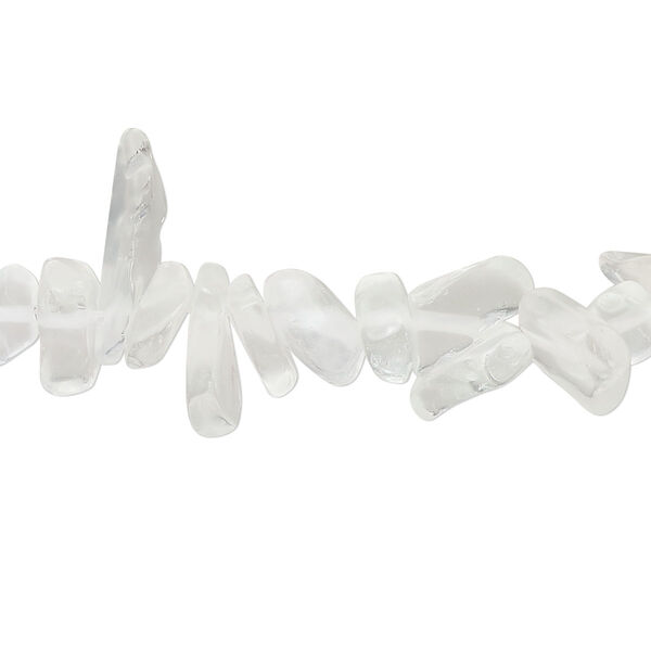 Bead, glass, translucent matte clear, small to extra-large chip. Sold per 30-inch strand. image number 0