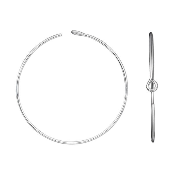 Hoop, sterling silver, 25mm round. Sold per pkg of 5 pairs. image number 0