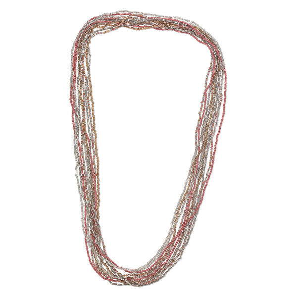 Necklace mix, Just for Fun, glass seed beads, opaque gold AB / rose AB / brown AB. Sold per pkg of (10) 40-inch continuous loops. image number 0