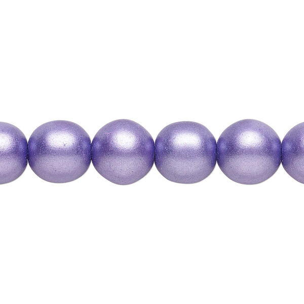 Bead, Czech glass druk, opaque satin purple, 10mm round. Sold per 15-1/2" to 16" strand. image number 0