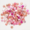 Mother-of-pearl shell 1pkg4oz, puffed flat round bead mix multi-pink 9-12mm image number 1