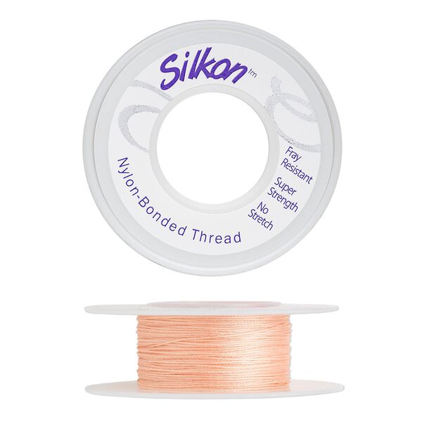 Thread, Silkon®, bonded nylon, medium-weight #2, peach. Sold per 20-yard spool. image number 0