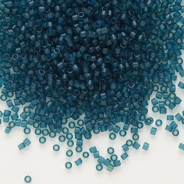 Seed bead, Delica®, glass, pkg/7.5g, #11 round, translucent matte dark teal light topaz (DB-0788). image number 0