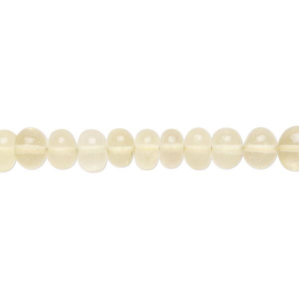 Bead, lemon quartz (heated), light to medium, 5x3mm-7x6mm hand-cut rondelle, B- grade, Mohs hardness 7. Sold per 14-inch strand, approximately 80 beads. image number 0