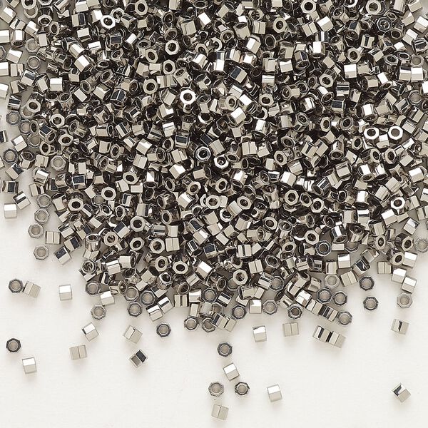 Seed bead, Delica®, glass, pkg/250g, #11 cut, opaque nickel-plated (DBC-0021). image number 0