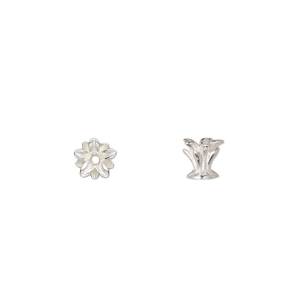 Bead cap, Amoracast®, sterling silver, 5x4.5mm 3D pineapple crown, fits 5-6mm bead, for use with 20-22 gauge wire. Sold individually. image number 0