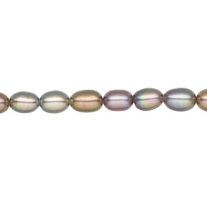 Freshwater pearl 1pkg1 rice, 15 inch rainbow peacock 4-5mm cultured