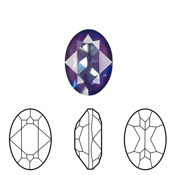 Fancy stone 1pk crystal ultra purple AB, Crystal Passions® 18x13mm oval 4120 image number 0