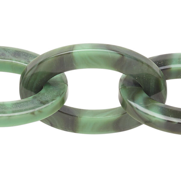 Chain, acrylic, pkg/14 inches, multi-green, 26-27mm cable. image number 0