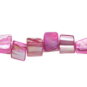 Mother-of-pearl shell 1pkg1, triangle tube bead 15 inch bright pink 6x6mm-14x9mm