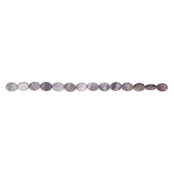 Mother-of-pearl shell 1pkg1, flat oval bead 15 inch purple steel 17x13mm-18x14mm image number 1