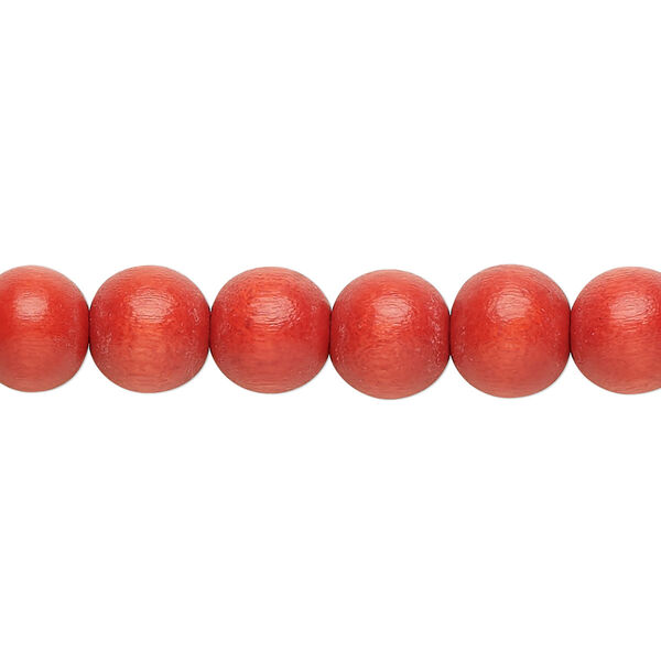 Bead, Taiwanese cheesewood (dyed / waxed), dark orange, 7-8mm round. Sold per pkg of (2) 15-1/2" to 16" strands. image number 0