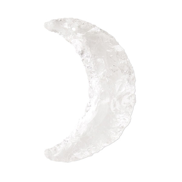 Focal, quartz crystal (natural), 35x22mm-38x25mm hand-knapped moon, B grade, Mohs hardness 7. Sold individually. image number 0