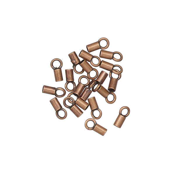 Crimp, antique copper-finished brass, 4x2mm crimp end tube. Sold per pkg of 20. image number 0